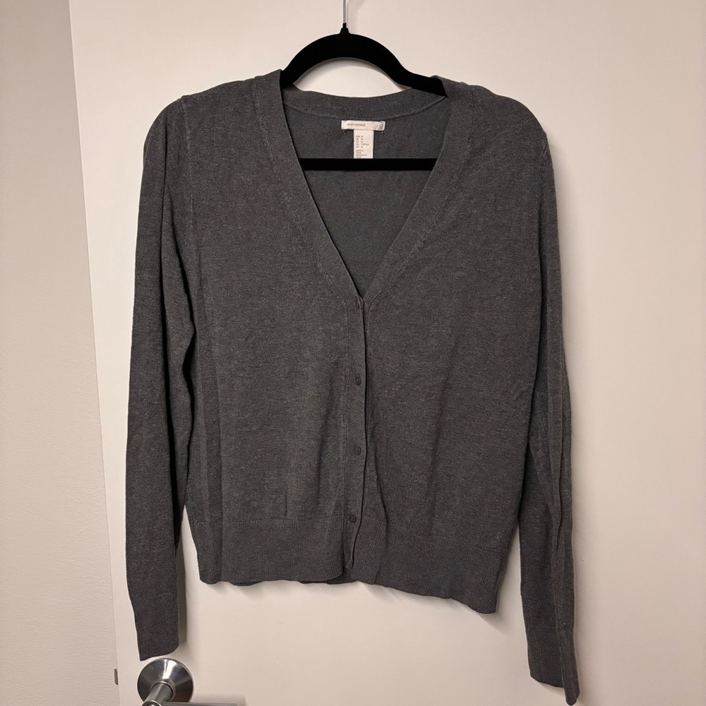 H&M Charcoal Gray V-Neck Button-Up Cardigan
